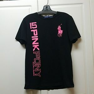 Ralph Lauren Pink Pony Black Tee size M